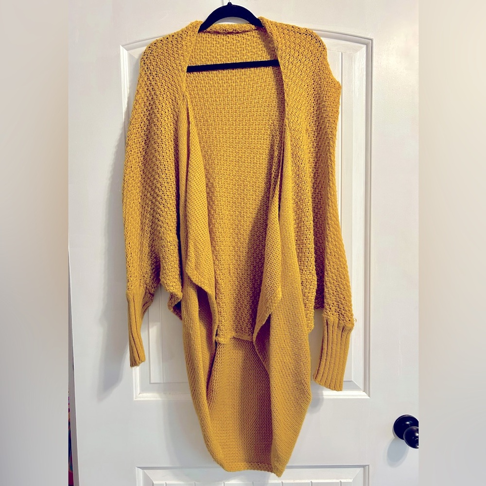 Cozy Mustard Open-Front Sweater